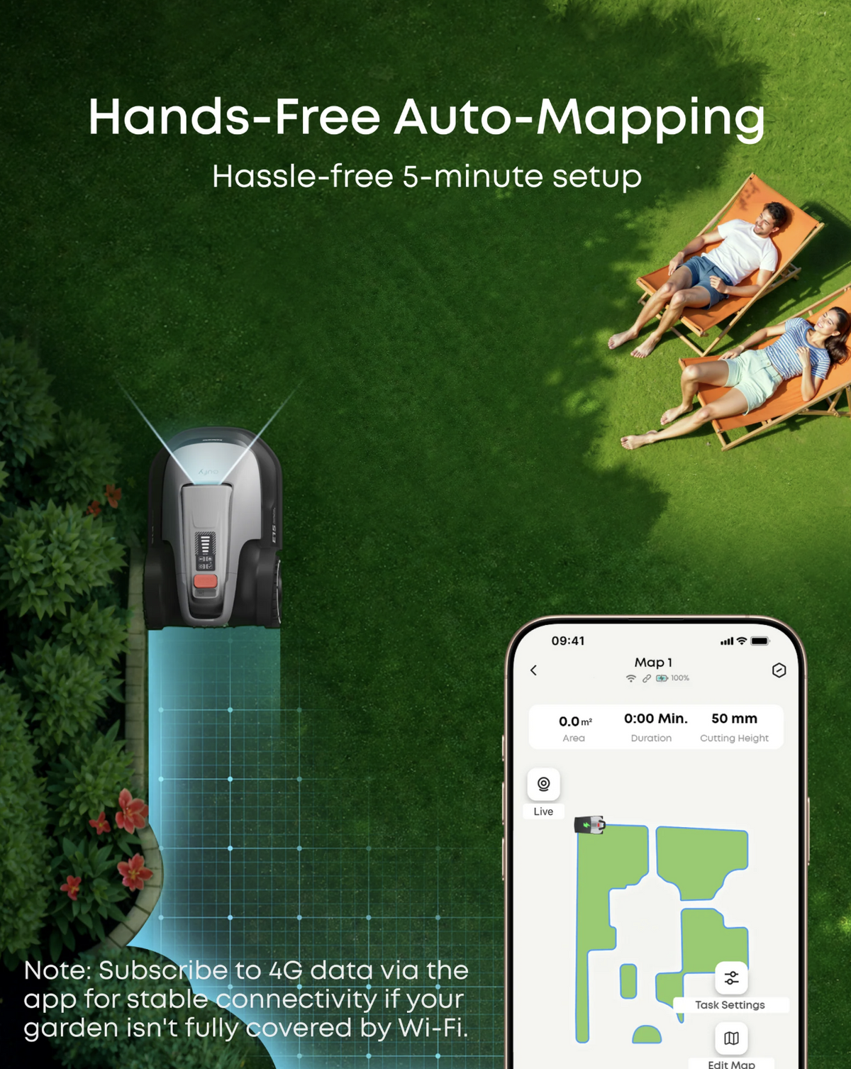 Eufy E15 Robot Cordless Lawn Mower with Accurate Obstacle Avoidance - T28802A2
