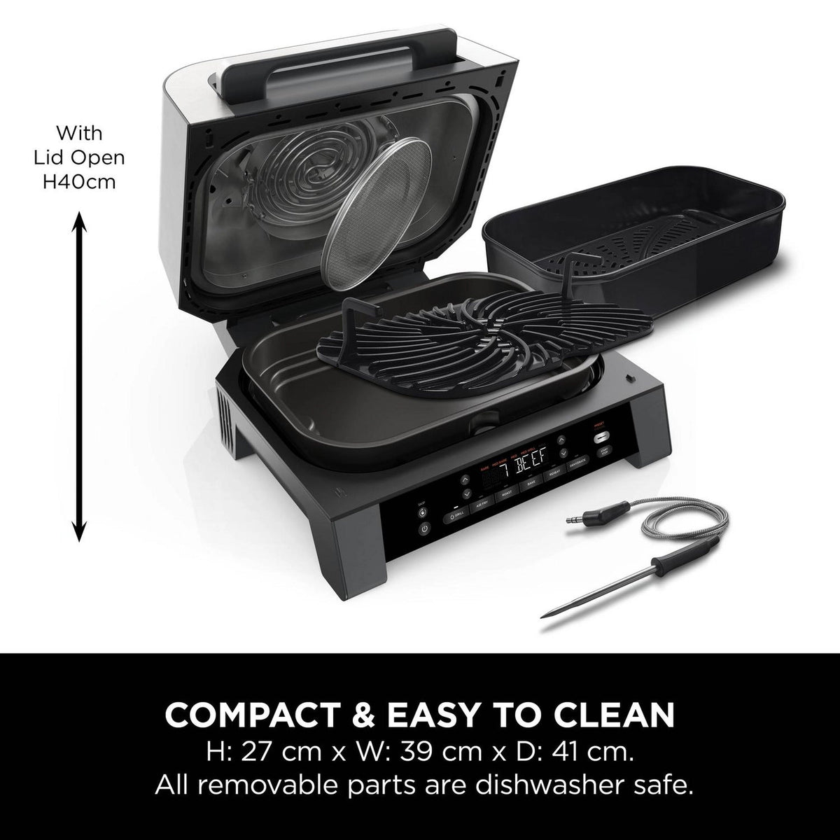 Ninja 6-in-1 MAX Grill & Air Fryer - Black/ Stainless Steel - DG551UK