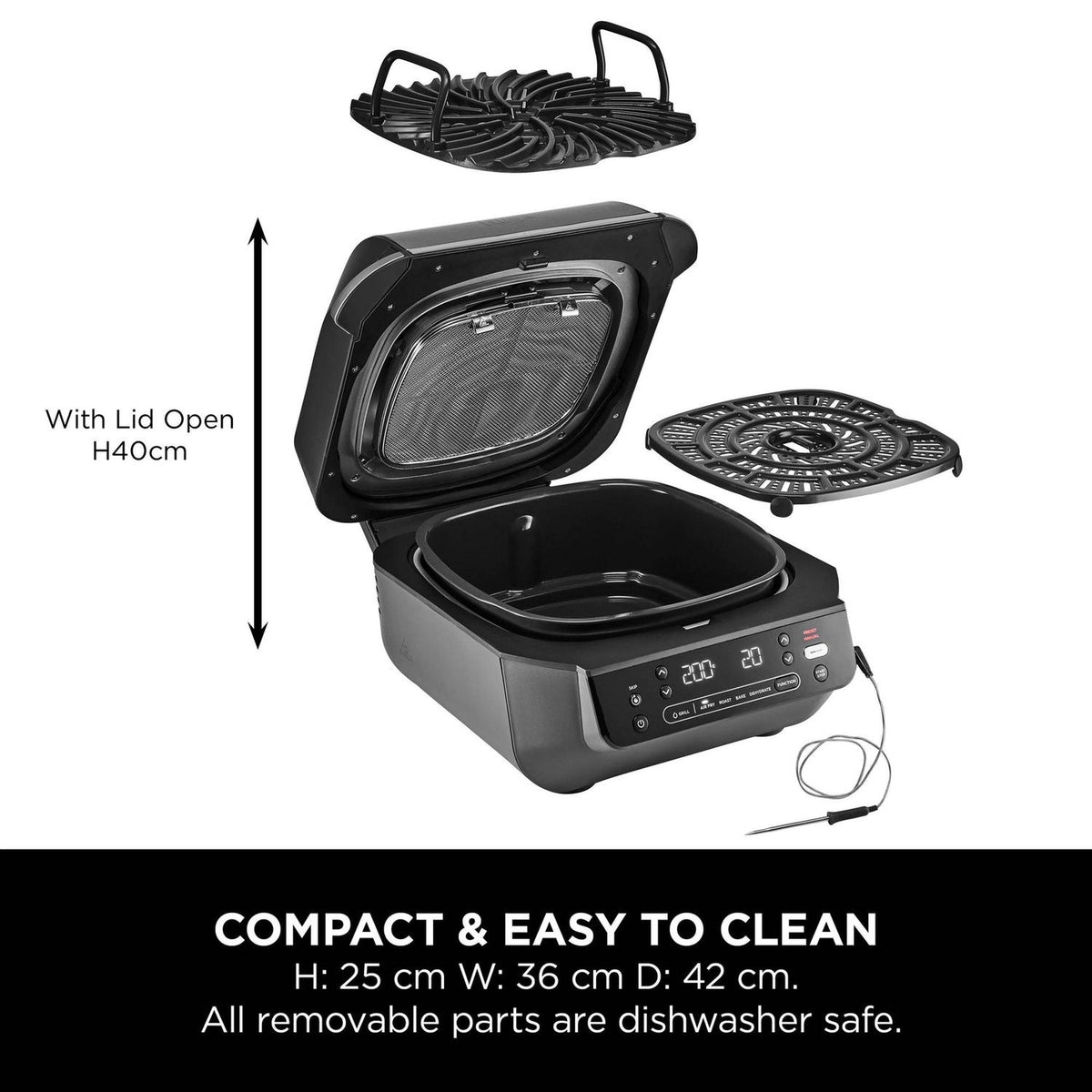 Ninja 5-in-1 Grill & Air Fryer – Black/Silver - EG351UK