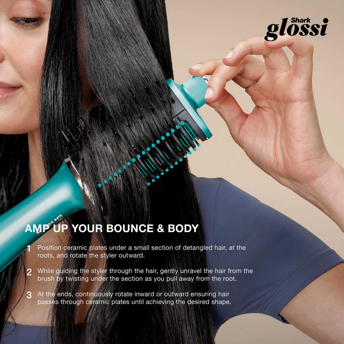 Shark Glossi 2-in-1 Hot Tool & Air Glosser – Teal | HT302UKTL