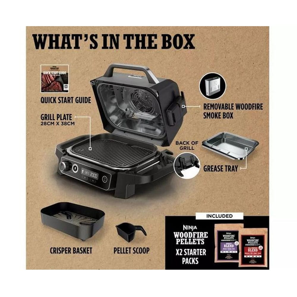 Ninja Woodfire Electric BBQ Grill and Smoker with Cover - OG703UK - Box Opened