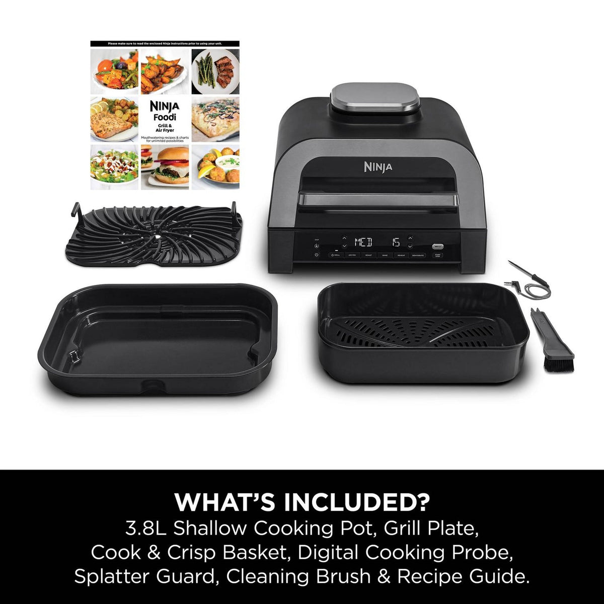 Ninja 6-in-1 MAX Grill & Air Fryer - Black/ Stainless Steel - DG551UK