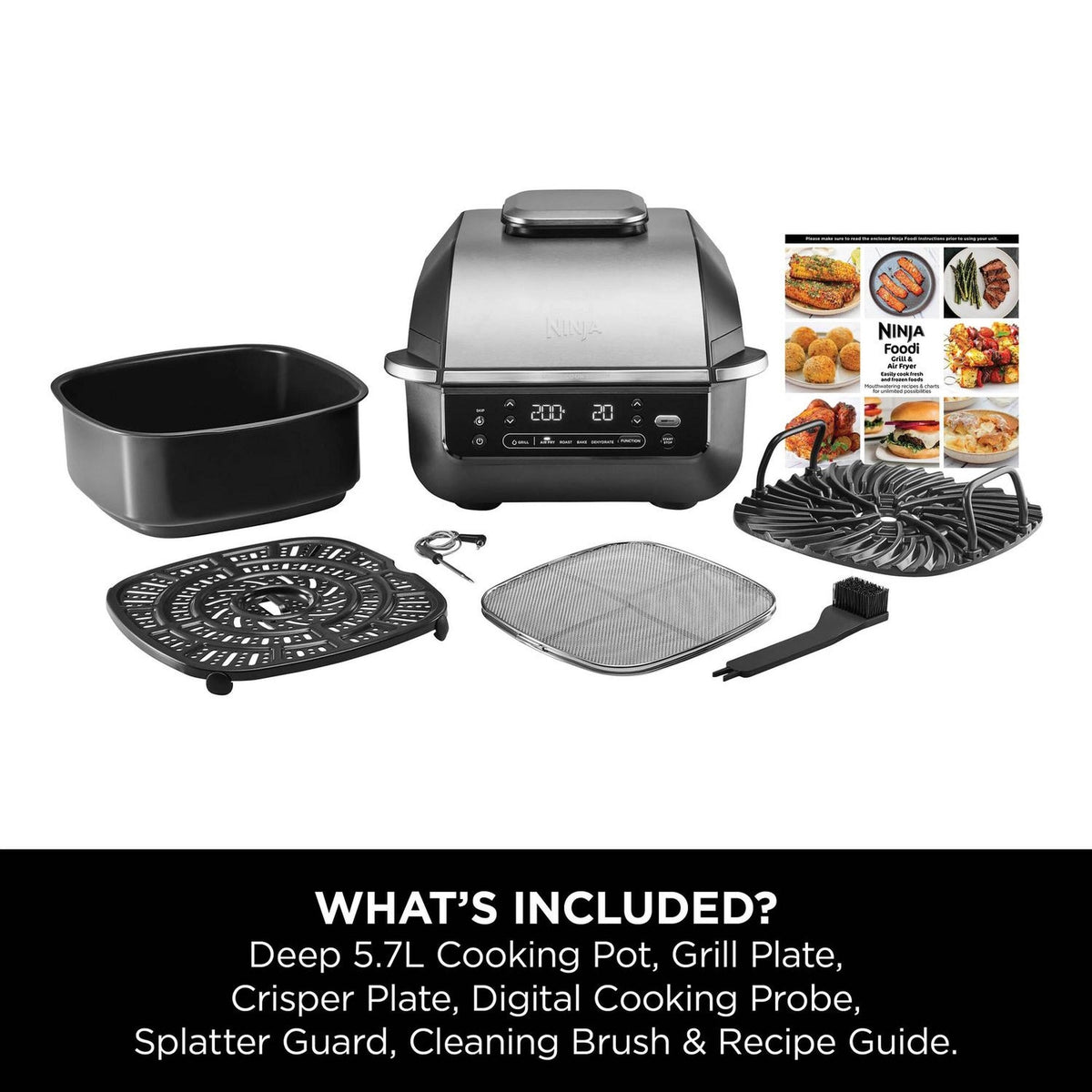 Ninja 5-in-1 Grill & Air Fryer – Black/Silver - EG351UK