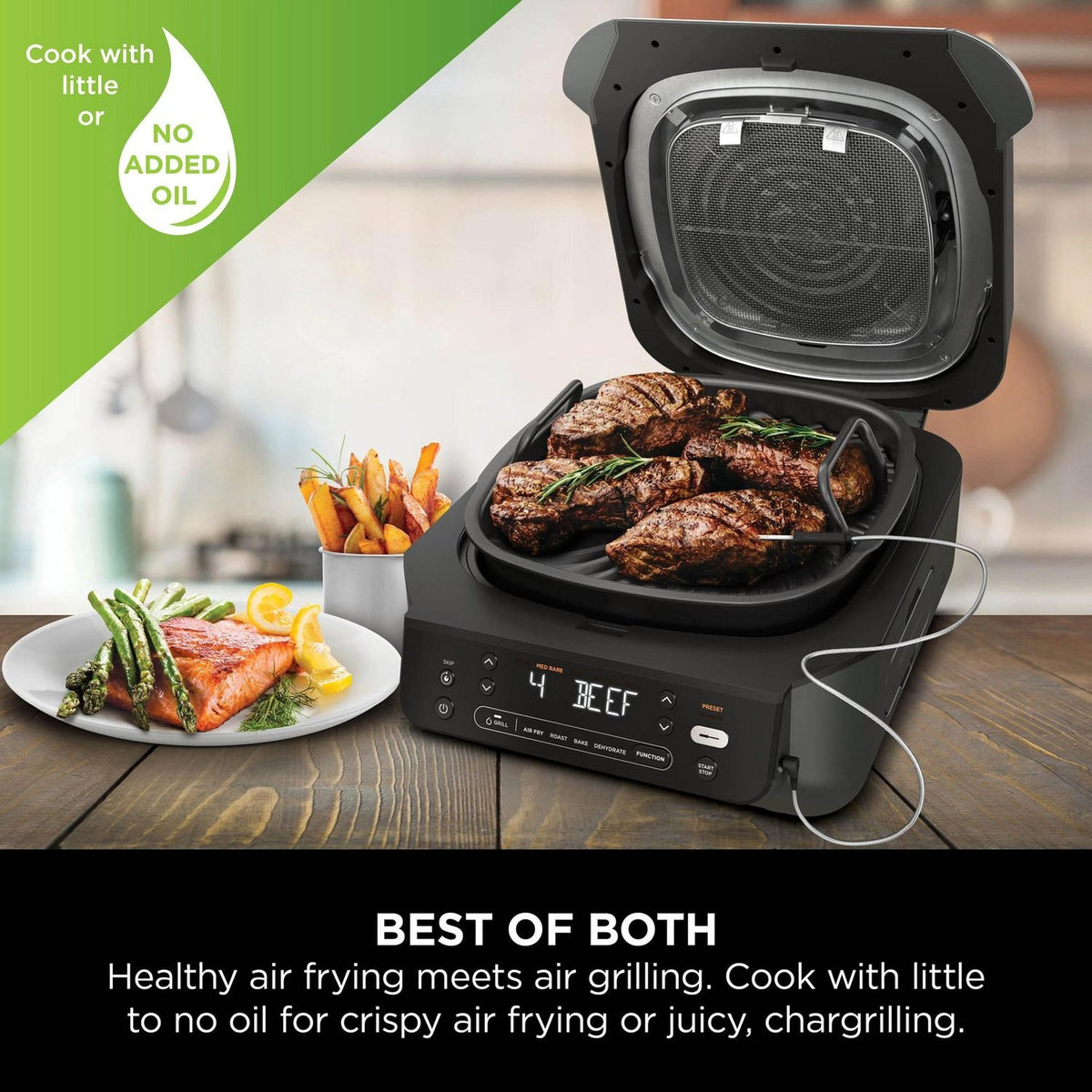 Ninja 5-in-1 Grill & Air Fryer – Black/Silver - EG351UK