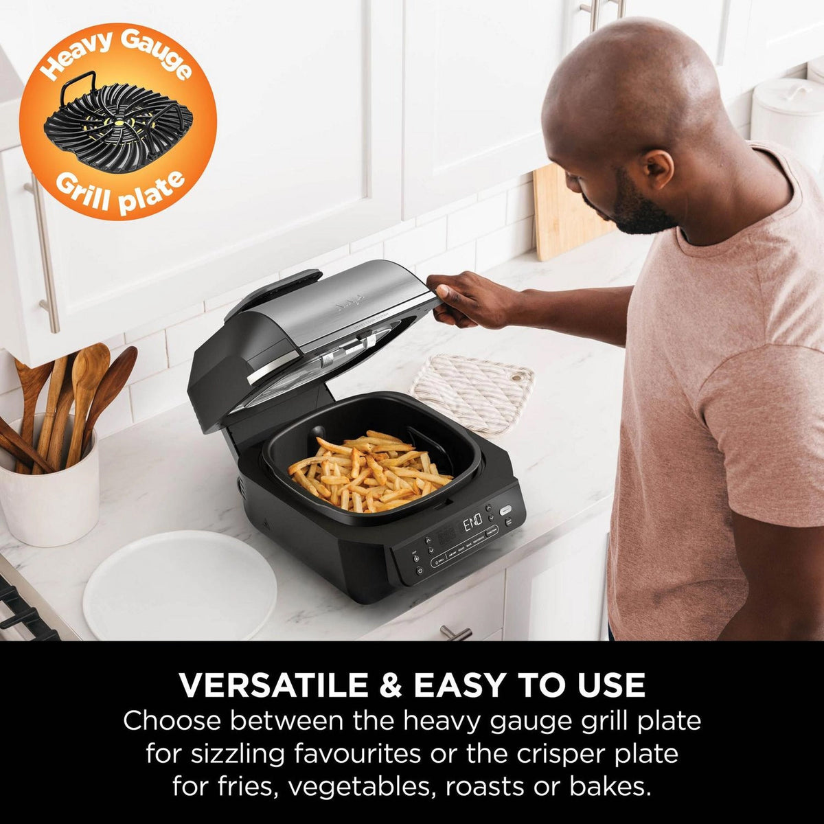 Ninja 5-in-1 Grill & Air Fryer – Black/Silver - EG351UK