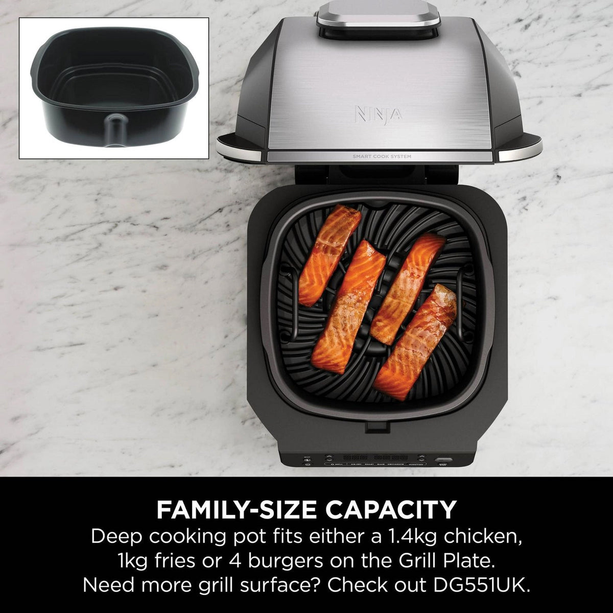 Ninja 5-in-1 Grill & Air Fryer – Black/Silver - EG351UK