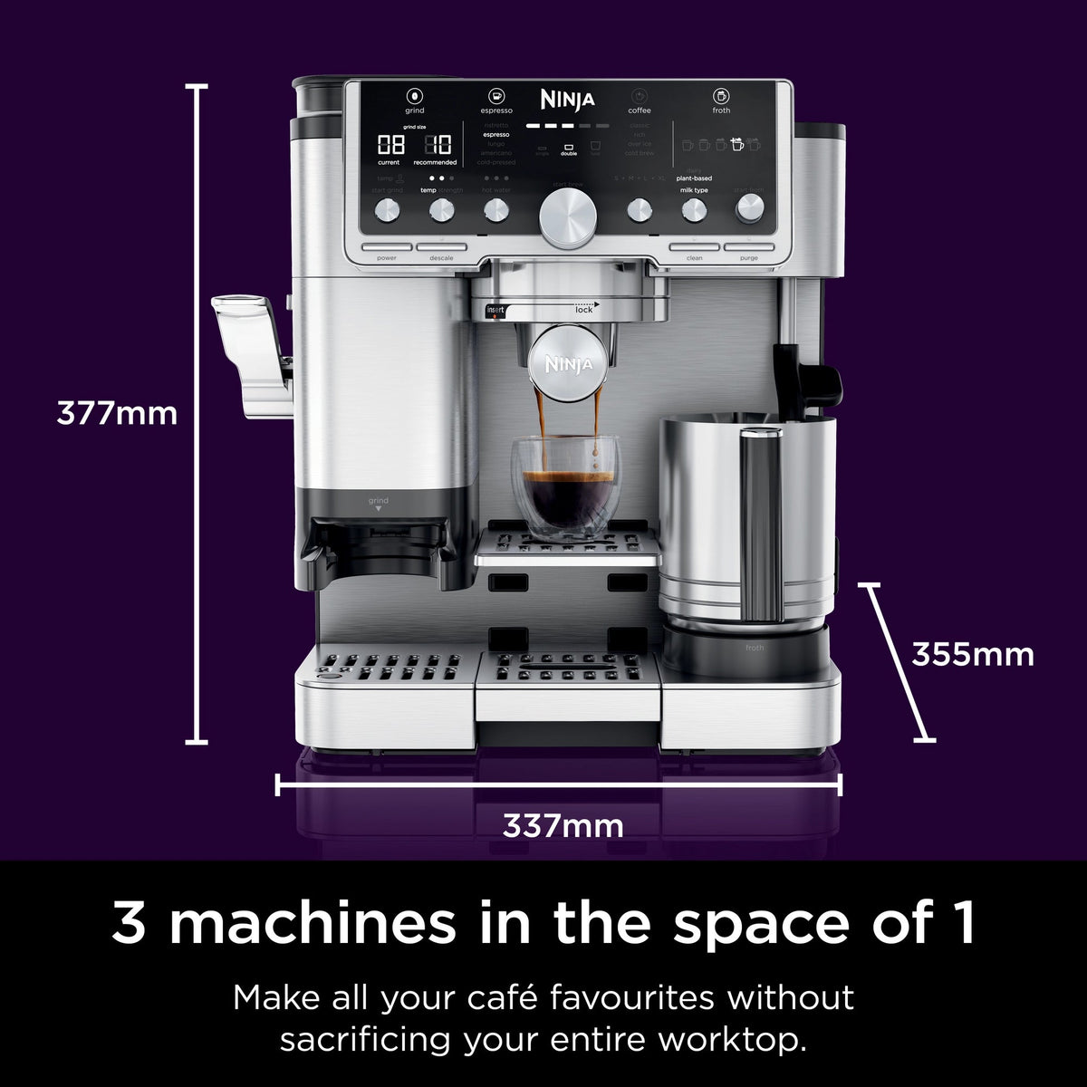 Ninja Luxe Café Pro Series Espresso Machine – Black/Stainless Steel – ES701UK