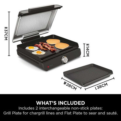 Ninja Sizzle Indoor Grill & Flat Plate – Black | GR101UK