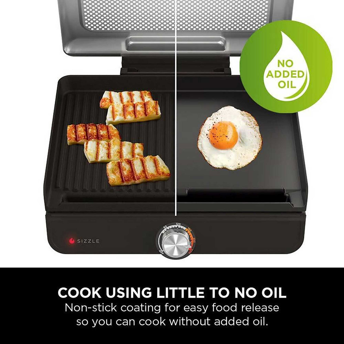 Ninja Sizzle Indoor Grill & Flat Plate – Black | GR101UK