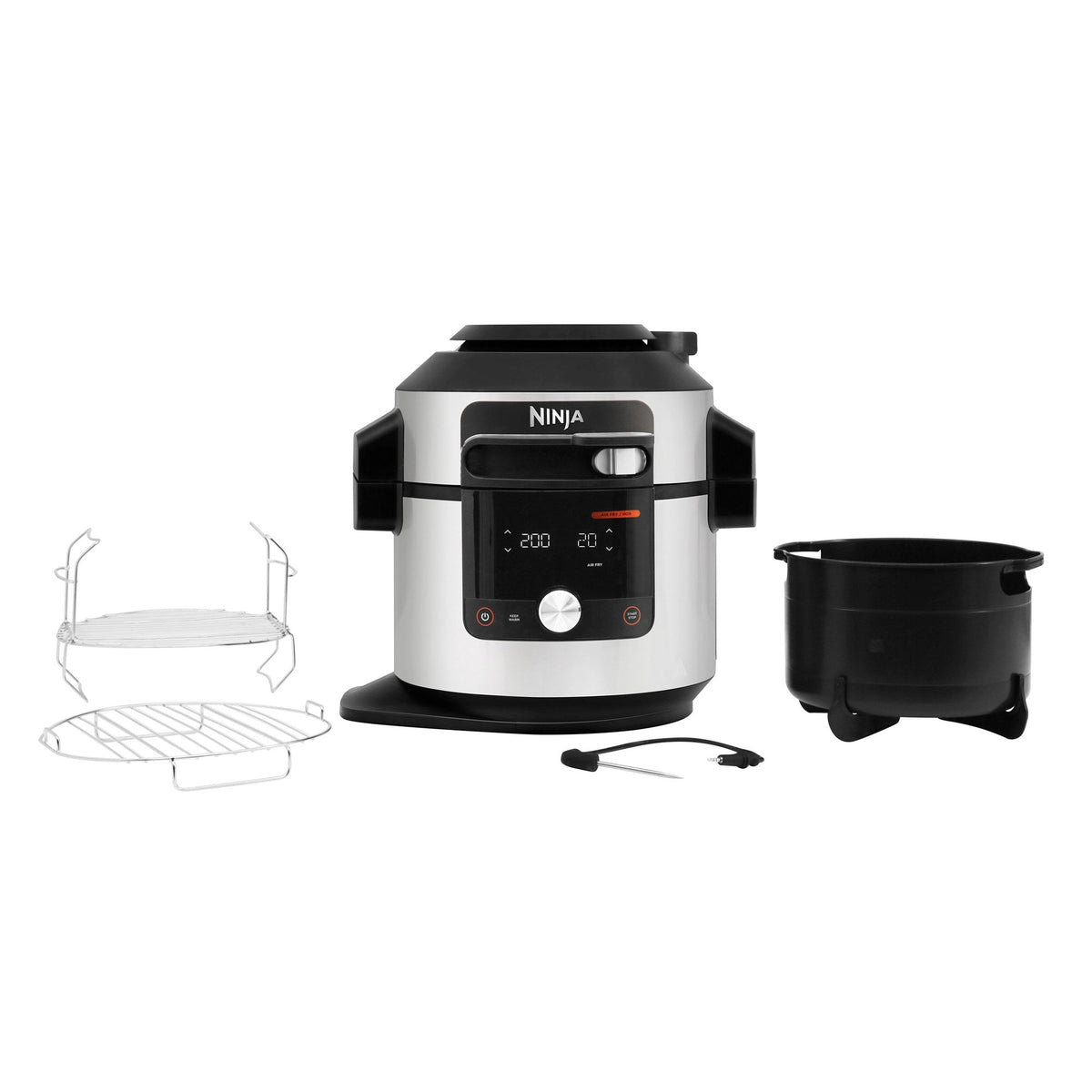 Ninja OL750UK 7.5L 15-in-1 One Lid Multi Cooker with Probe – Black / Stainless Steel