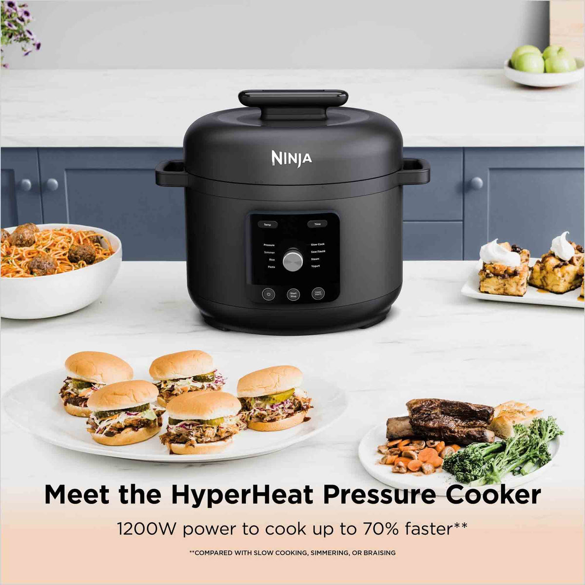 Ninja PC201UK HyperHeat 9-in-1 Pressure and Rice Cooker – Grey/Black
