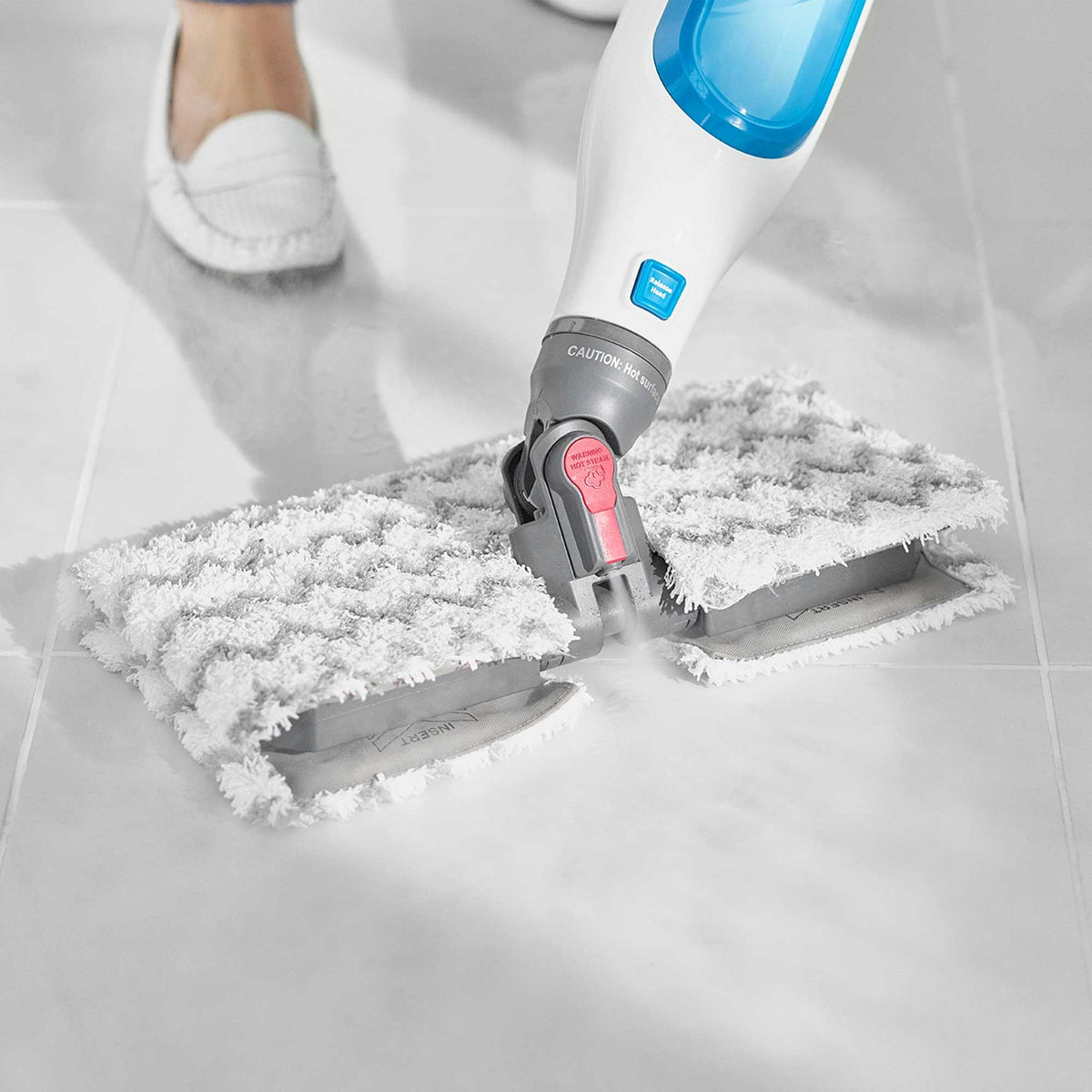 Shark Klik n'Flip Manual Steam Pocket Mop – White & Blue | S6001UK