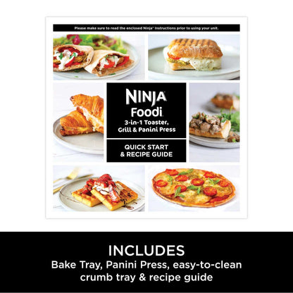 Ninja Foodi 3-in-1 Toaster, Grill & Panini Press – Stainless Steel | ST202UK