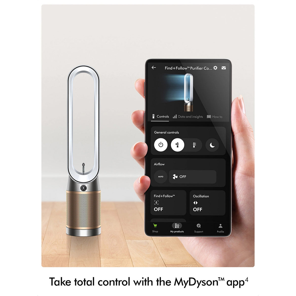 Dyson TP14 Find + Follow Purifier Fan in White and Gold - PC3