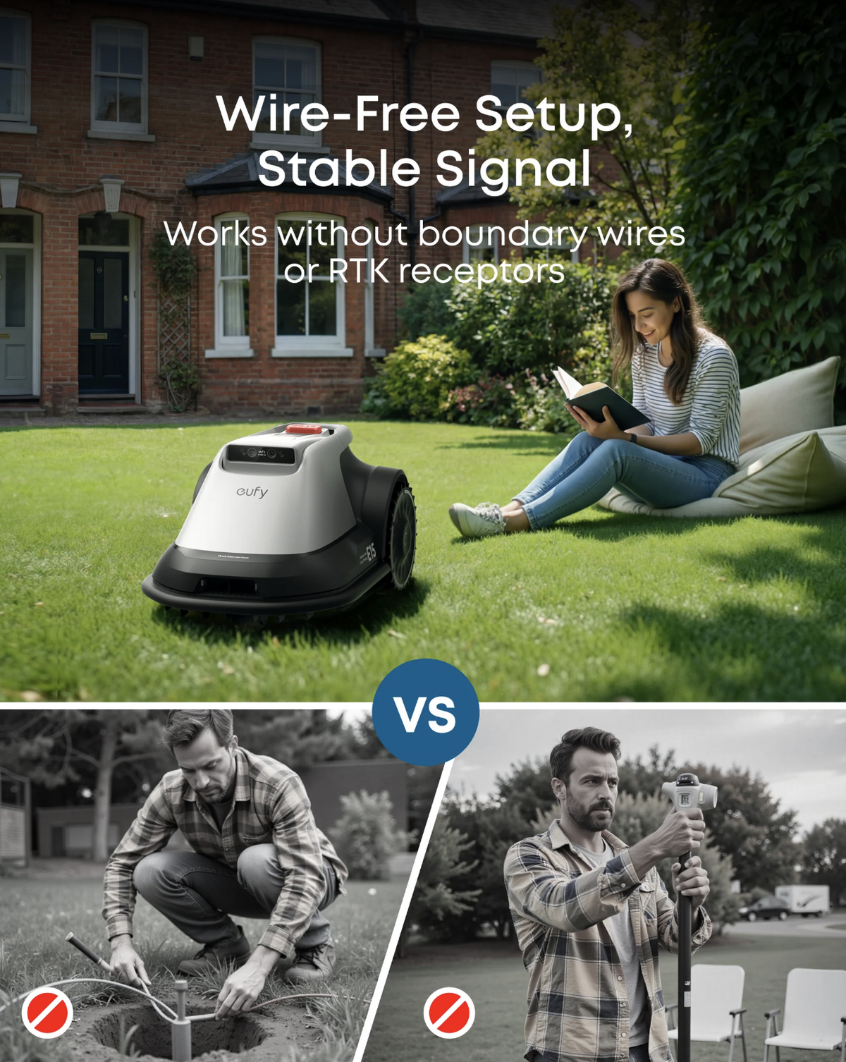 Eufy E15 Robot Cordless Lawn Mower with Accurate Obstacle Avoidance - T28802A2