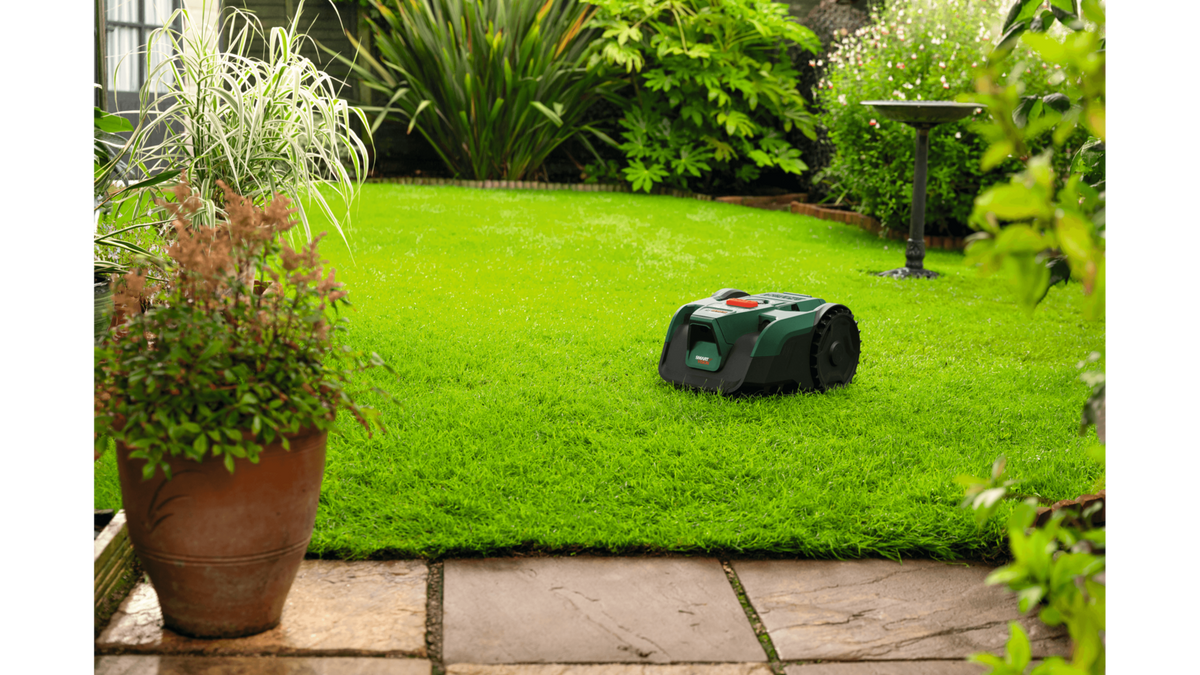 Wire-Free Robotic Lawn Mower Up to 100m² with AI Vision Navigation & Portable Battery System